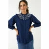 Fat Face FatFace Blue Felicity Embroidered Blouse -FatFaceshop unnamed file 3494