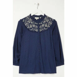 Fat Face FatFace Blue Felicity Embroidered Blouse -FatFaceshop unnamed file 3497