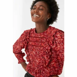 Fat Face FatFace Red Rye Floral Craft Blouse -FatFaceshop unnamed file 3523