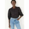 Fat Face FatFace Delamere Embroidered Black Blouse
