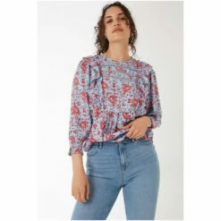 Fat Face FatFace Blue Rye Floral Craft Blouse