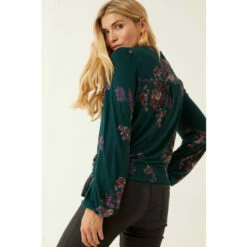 Fat Face FatFace Green Reese Imperial Floral Wrap Top -FatFaceshop unnamed file 3562