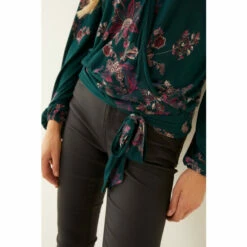 Fat Face FatFace Green Reese Imperial Floral Wrap Top -FatFaceshop unnamed file 3563