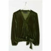 Fat Face FatFace Green Reese Velvet Wrap Top