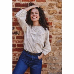 Fat Face FatFace Natural Felicity Check Blouse