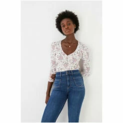 Fat Face FatFace Natural Rose Floral Craft Top -FatFaceshop unnamed file 3579