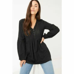 Fat Face FatFace Ellie Longline Black Top