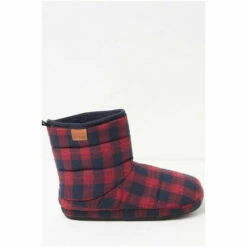 Fat Face FatFace Red Carlton Check Slipper Boots -FatFaceshop unnamed file 3672