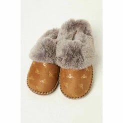 Fat Face FatFace Maya Foil Bee Brown Slippers -FatFaceshop unnamed file 3684