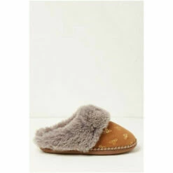 Fat Face FatFace Maya Foil Bee Brown Slippers -FatFaceshop unnamed file 3685