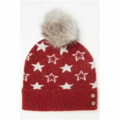Fat Face FatFace Red Star Boucle Hat