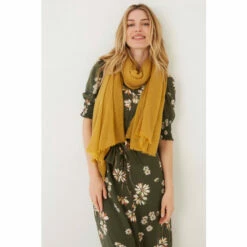 Fat Face FatFace Yellow Plain Crinkle Scarf -FatFaceshop unnamed file 3946