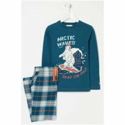 Fat Face FatFace Green Perry Polar Bear Check Pyjama Set -FatFaceshop unnamed file 4089