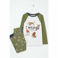 Fat Face FatFace Green Wild Animals Pyjama Set -FatFaceshop unnamed file 4094