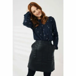 Fat Face FatFace Womens Black Eliza Leather Skirt