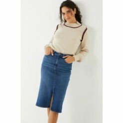 Fat Face FatFace Blue Faye Denim Midi Skirt