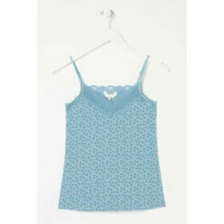 Fat Face Blue Fan Print V-Neck Lace Vest -FatFaceshop unnamed file 4252