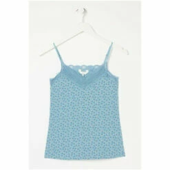 Fat Face Blue Fan Print V-Neck Lace Vest -FatFaceshop unnamed file 4253
