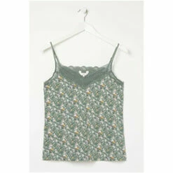 Fat Face FatFace Green Large Floral Bloom Lace V-Neck Vest -FatFaceshop unnamed file 4283