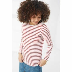 Fat Face FatFace Womens Red Organic Cotton Breton T-Shirt