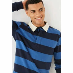 Fat Face FatFace Blue Tonal Stripe Rugby Top -FatFaceshop unnamed file 430