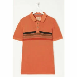Fat Face FatFace Orange Piqué Chest Striped Polo Shirt