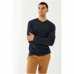 Fat Face FatFace Blue Waffle Henley T-Shirt