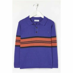 Fat Face FatFace Blue Knitted Block Stripe Polo Top -FatFaceshop unnamed file 4390