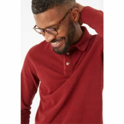 Fat Face Red Long Sleeve Piqué Polo Shirt -FatFaceshop unnamed file 4418