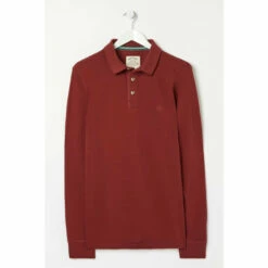 Fat Face Red Long Sleeve Piqué Polo Shirt -FatFaceshop unnamed file 4419