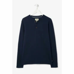 Fat Face FatFace Blue Waffle Henley T-Shirt -FatFaceshop unnamed file 442