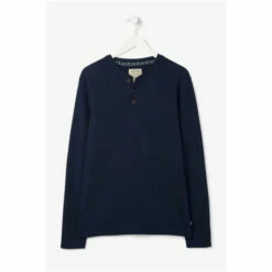 Fat Face FatFace Blue Waffle Henley T-Shirt -FatFaceshop unnamed file 443