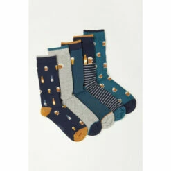 Fat Face FatFace Blue Beer Socks 5 Pack