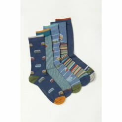 Fat Face FatFace Blue Camper Print Socks 5 Pack