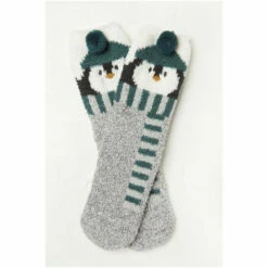 Fat Face FatFace Green Fluffy Penguin Socks -FatFaceshop unnamed file 4746