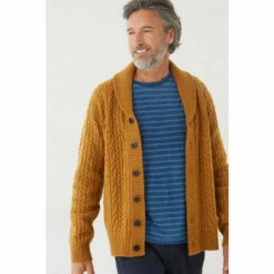 Fat Face Yellow Calder Cable Cardigan
