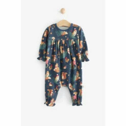 Fat Face FatFace Baby Crew Woodland Print Frill Romper Teal Blue -FatFaceshop unnamed file 4837