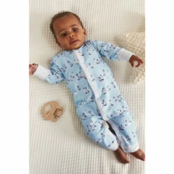 Fat Face FatFace Baby Crew Christmas Printed Animal Romper Blue