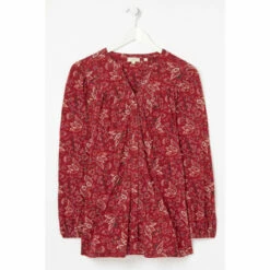 Fat Face FatFace Red Betty Floral Craft Longline Top -FatFaceshop unnamed file 4943