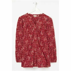 Fat Face FatFace Red Betty Floral Craft Longline Top -FatFaceshop unnamed file 4944