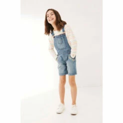 FatFaceshop 39 Fat Face Blue Embroidered Dungaree Shorts