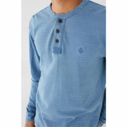 Fat Face Blue Jacquard Henley T-Shirt -FatFaceshop unnamed file 506