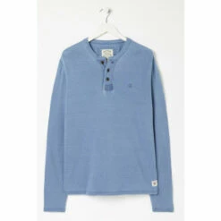 Fat Face Blue Jacquard Henley T-Shirt -FatFaceshop unnamed file 507
