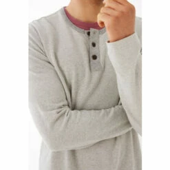 Fat Face FatFace Grey Textured Henley T-Shirt -FatFaceshop unnamed file 512