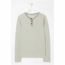 Fat Face FatFace Grey Textured Henley T-Shirt -FatFaceshop unnamed file 514