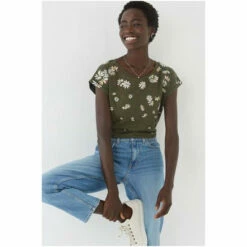 Fat Face FatFace Green Ivy Floating Blossom T-Shirt