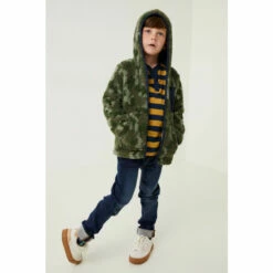 Fat Face FatFace Green Camo Print Fleece Zip Through Sweatshirt