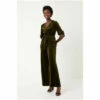Fat Face FatFace Green Juniper Velvet Jumpsuit