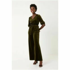 Fat Face FatFace Green Juniper Velvet Jumpsuit