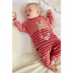 Fat Face FatFace Pink Knit Bunny Jumper And Leggings Set